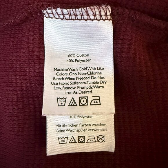 Eddie Bauer Waffle-Knit Henley Shirt Red Men's Size XL Thermal Long-Sleeve - Picture 9 of 11